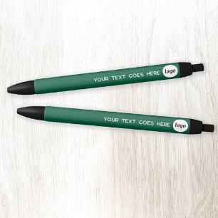 Logo Text Green Business Branding Promotional Black Ink Pen
