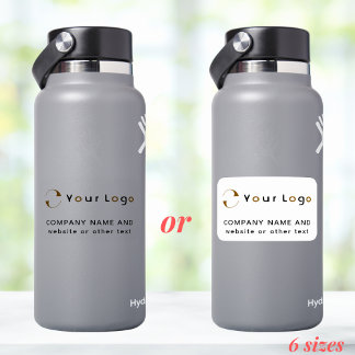 Logo Text on Vinyl Rectangle Business Water Bottle