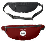 Logo Text Promotional Business Branding Burgundy Bum Bags<br><div class="desc">Add your own logo and choice of text to this design.  Remove the top or lower text if you prefer.  Minimalist and professional.  Great for a promotional product for your clients and customers. Ideal for corporate events,  sports,  trade shows and sponsorship.  For other versions,  see the collection.</div>
