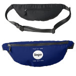 Logo Text Promotional Business Branding Navy Blue Bum Bags<br><div class="desc">Add your own logo and choice of text to this design.  Remove the top or lower text if you prefer.  Minimalist and professional.  Great for a promotional product for your clients and customers. Ideal for corporate events,  sports,  trade shows and sponsorship.  For other versions,  see the collection.</div>