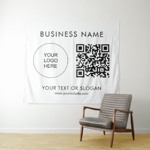 Logo Text QR Code Event Seminar Party Backdrop Tapestry