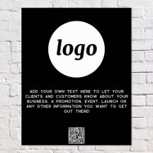 Logo Text QR Code Promotional Business Black Poster