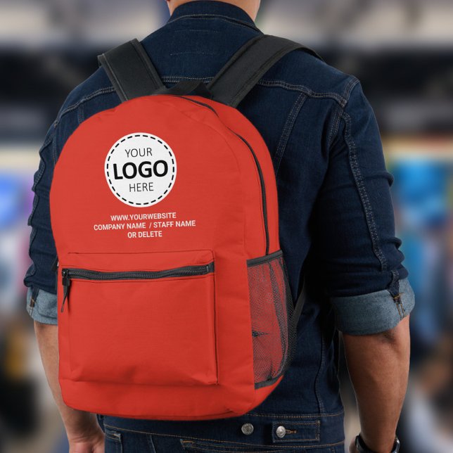 Logo / Text Upload Promotional Red Printed Backpack (Creator Uploaded)