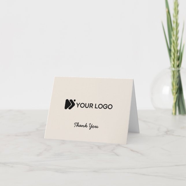 Logo Thank You Card with QR Code in Beige (Front)