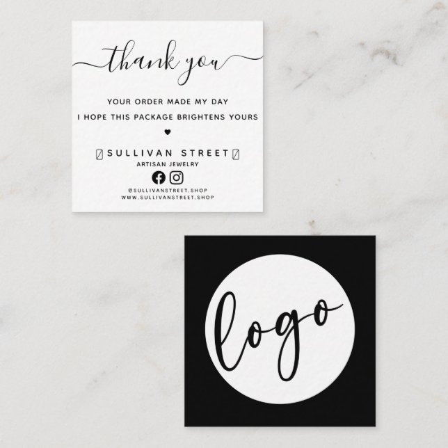 Logo Thank You Order Made My Day Packaging Insert (Front/Back)