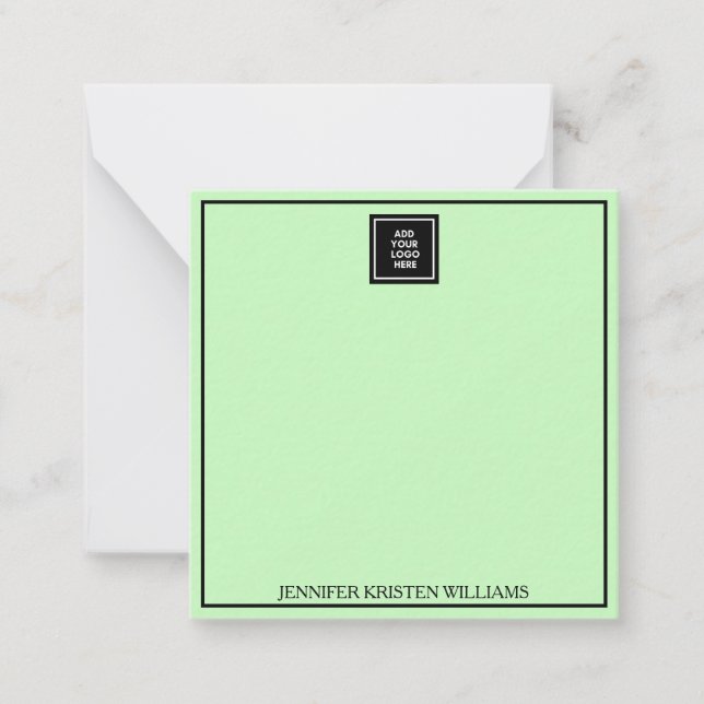 Logo Thin Border Personalised light Green Elegant  Card (Front)