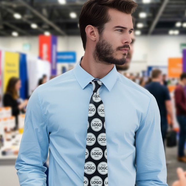 Logo Upload Custom Business Black Neck Tie (Creator Uploaded)
