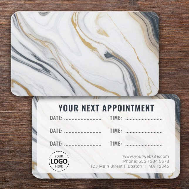 Logo Upload Marble Effect Appointment  Business Card (Creator Uploaded)