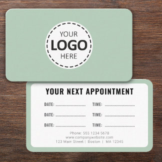 Logo Upload Modern Simple Appointment Olive Green Business Card