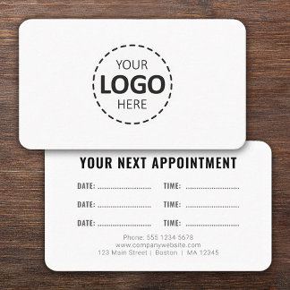 Logo Upload Modern Simple Appointment White Business Card