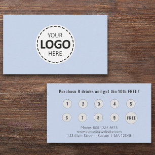 Logo Upload Modern Simple Baby Blue Loyalty Business Card