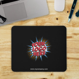 Logo Upload Modern Simple Black Mouse Pad