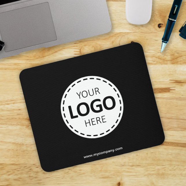 Logo Upload Modern Simple Black Mouse Pad (Creator Uploaded)