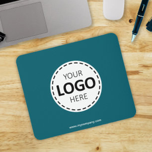 Logo Upload Modern Simple Teal Mouse Pad