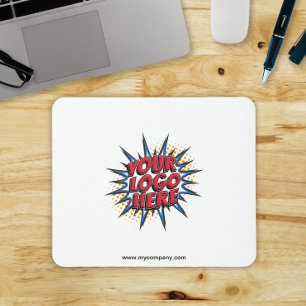 Logo Upload Modern Simple White Mouse Pad