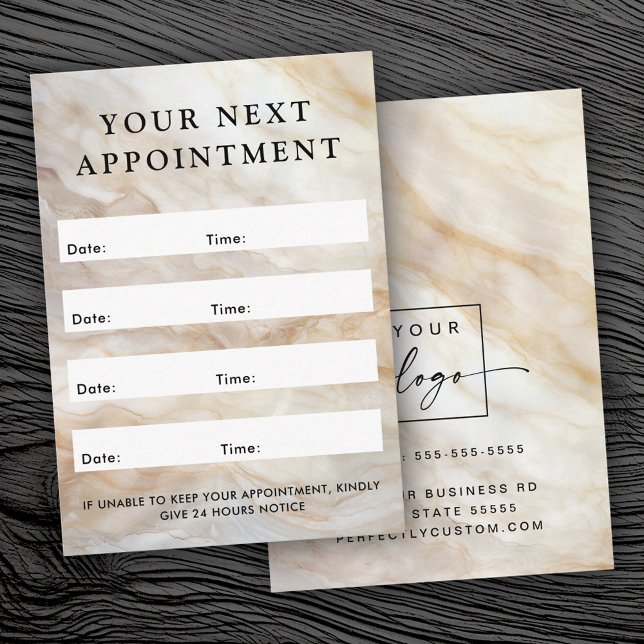 Logo vertical marble look appointment card (Logo vertical marble look appointment card)