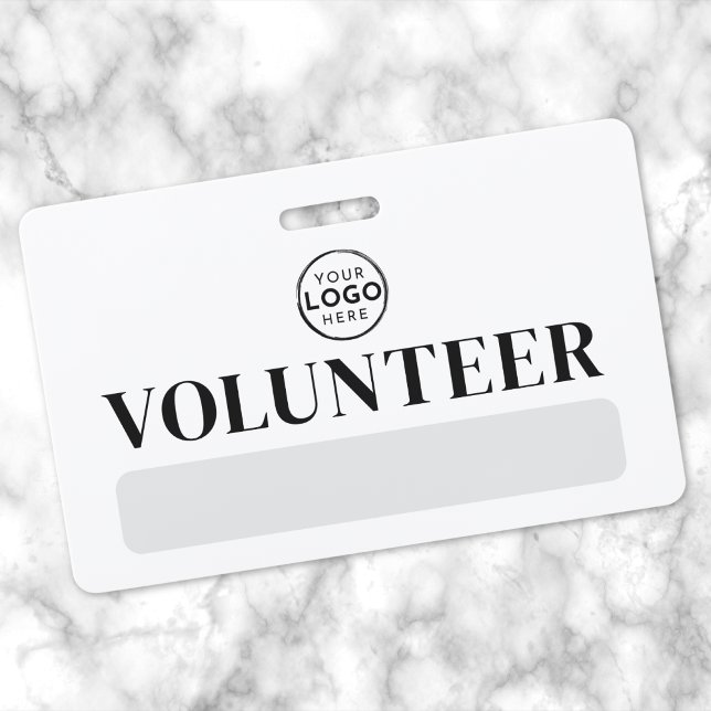 Logo Volunteer ID Badge (Black White Logo Volunteer Badge)