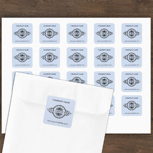Logo & Website Custom Square Baby Blue Sticker