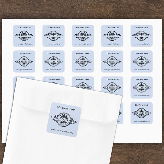 Logo & Website Custom Square Baby Blue  Sticker (Creator Uploaded)