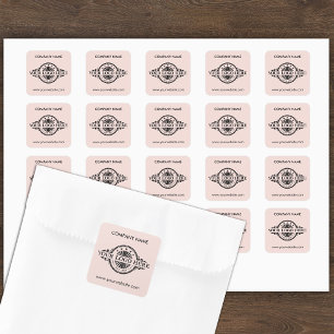 Logo & Website Custom Square Blush Pink Sticker