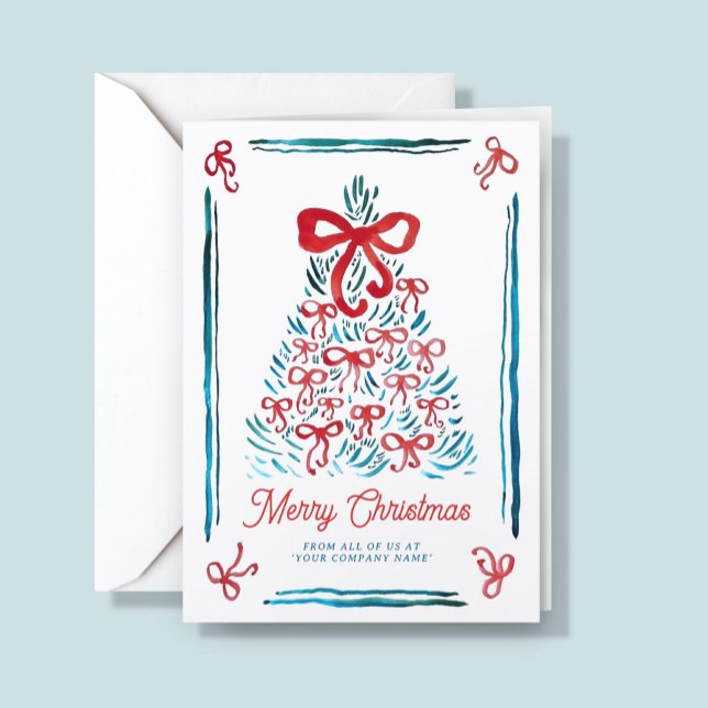 Logo Whimsical Charming Christmas Tree Business Holiday Card (Creator Uploaded)