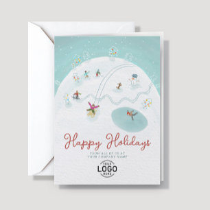 Logo Whimsical Fun Winter Joy Hand Drawn Business Holiday Card