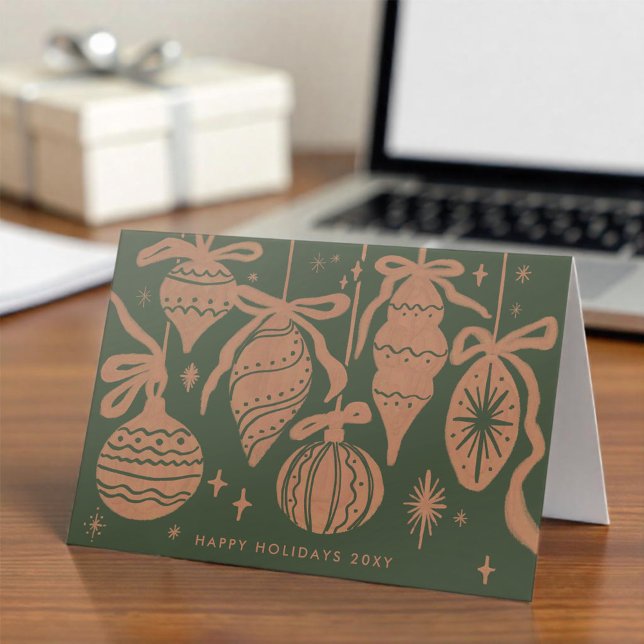 Logo Whimsical Retro Decorations Corporate Holiday Card (Creator Uploaded)