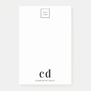 Logo white black monogram business company post-it notes