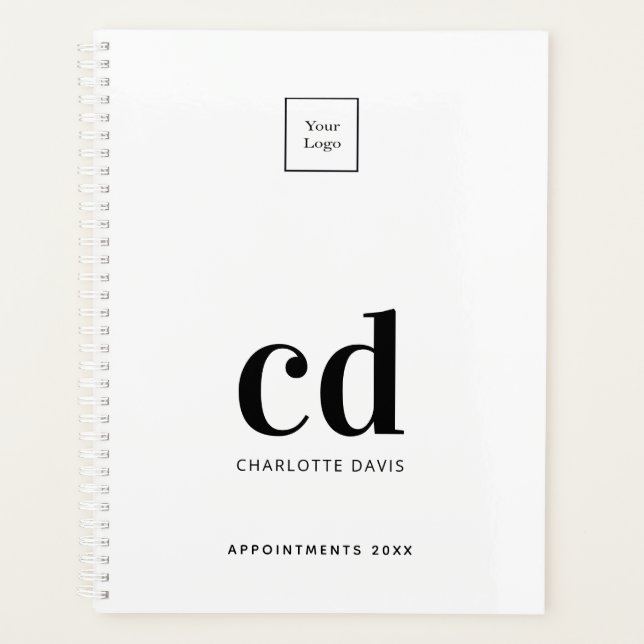 Logo white black monogram initials business 2023 planner (Front)