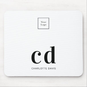 Logo white black monogram initials business  mouse pad