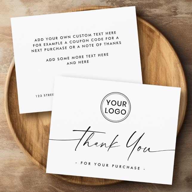 Logo white elegant script thank you card (Logo white elegant script thank you card)