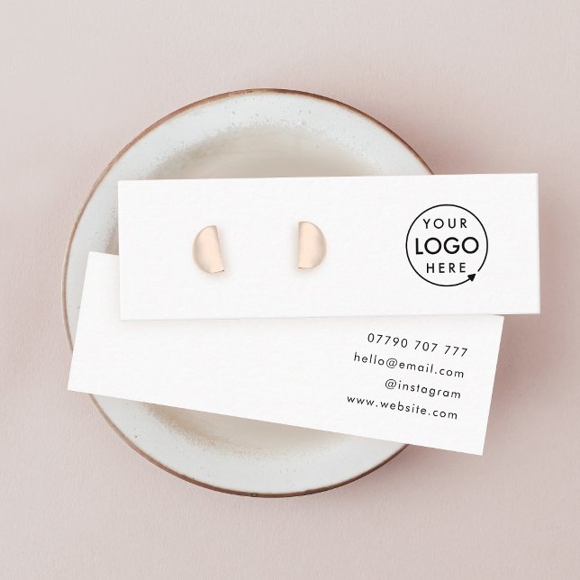 Logo White Stud Earring Jewellery Display Card (Modern minimalist white stud earring display cards by Guava - clean, stylish, and customizable)