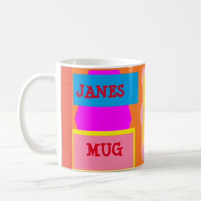 LOGO with Janes name fun design mixed colours Coffee Mug (Left)