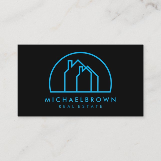 Logo with Two Houses Business Card (Front)