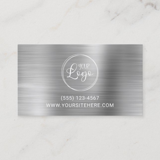 Logo with Website URL Silver Foil Business Card (Front)