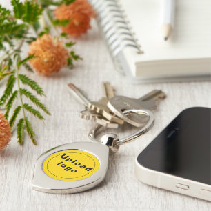 Logo With Yellow Background on Swirl Metal Key Ring