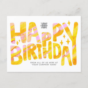 Logo Yellow Fun Crayon Handwritten Birthday Postcard