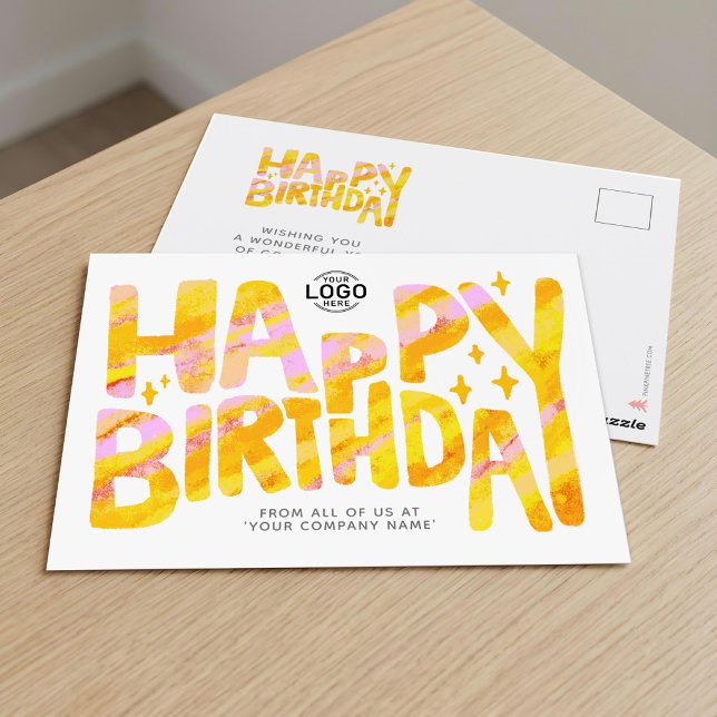 Logo Yellow Fun Crayon Handwritten Birthday Postcard (Creator Uploaded)