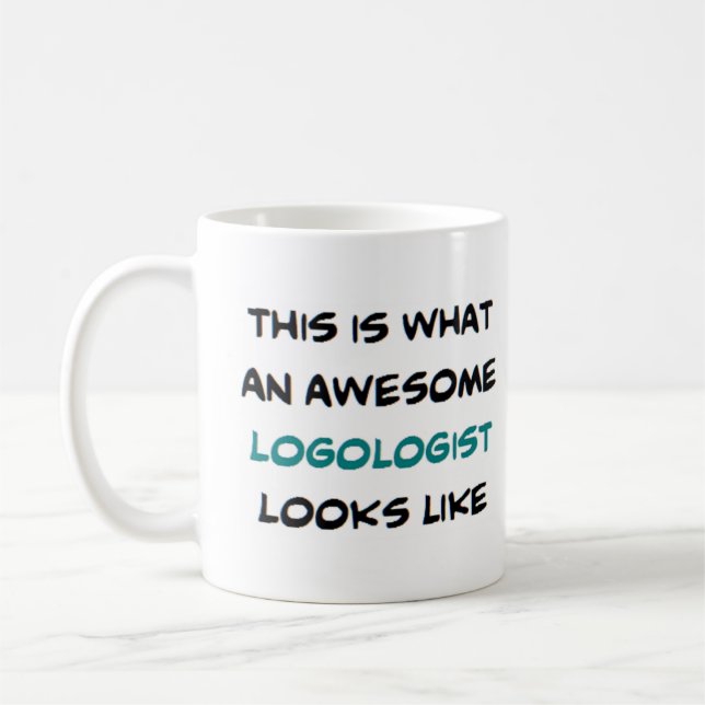 logologist, awesome coffee mug (Left)