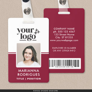 Logotipo de Borgoña Seguridad Foto Código de barra ID Badge