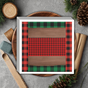 Logs Flannel Rustic Plaid Hearts Baby Shower Napkin
