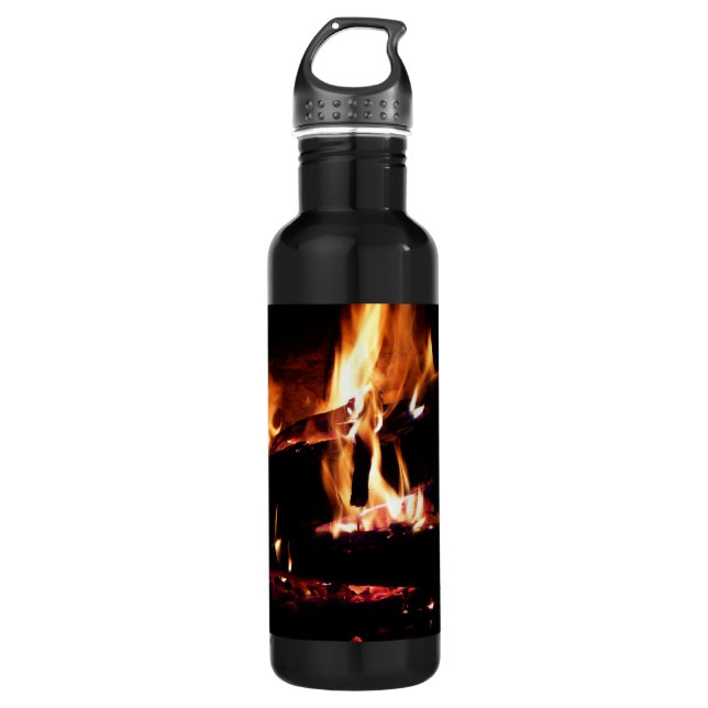 Logs in the Fireplace Warm Fire Photography 710 Ml Water Bottle (Front)
