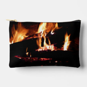Logs in the Fireplace Warm Fire Photography Accessory Pouch
