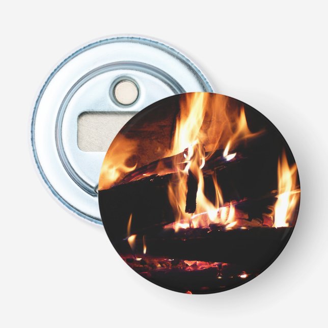 Logs in the Fireplace Warm Fire Photography Bottle Opener (Front)