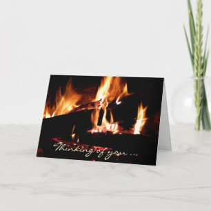 Logs in the Fireplace Warm Fire Photography Card