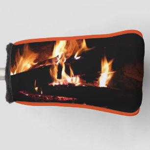 Logs in the Fireplace Warm Fire Photography Golf Head Cover