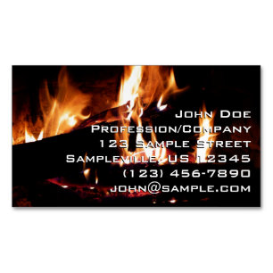 Logs in the Fireplace Warm Fire Photography Magnetic Business Card
