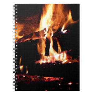 Logs in the Fireplace Warm Fire Photography Notebook