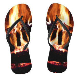 Logs in the Fireplace Warm Fire Photography Thongs