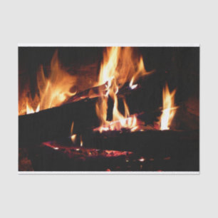 Logs in the Fireplace Warm Fire Photography Tissue Paper